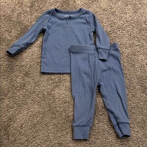 Old Navy 12-18m Blue Ribbed Kids Pajama Set